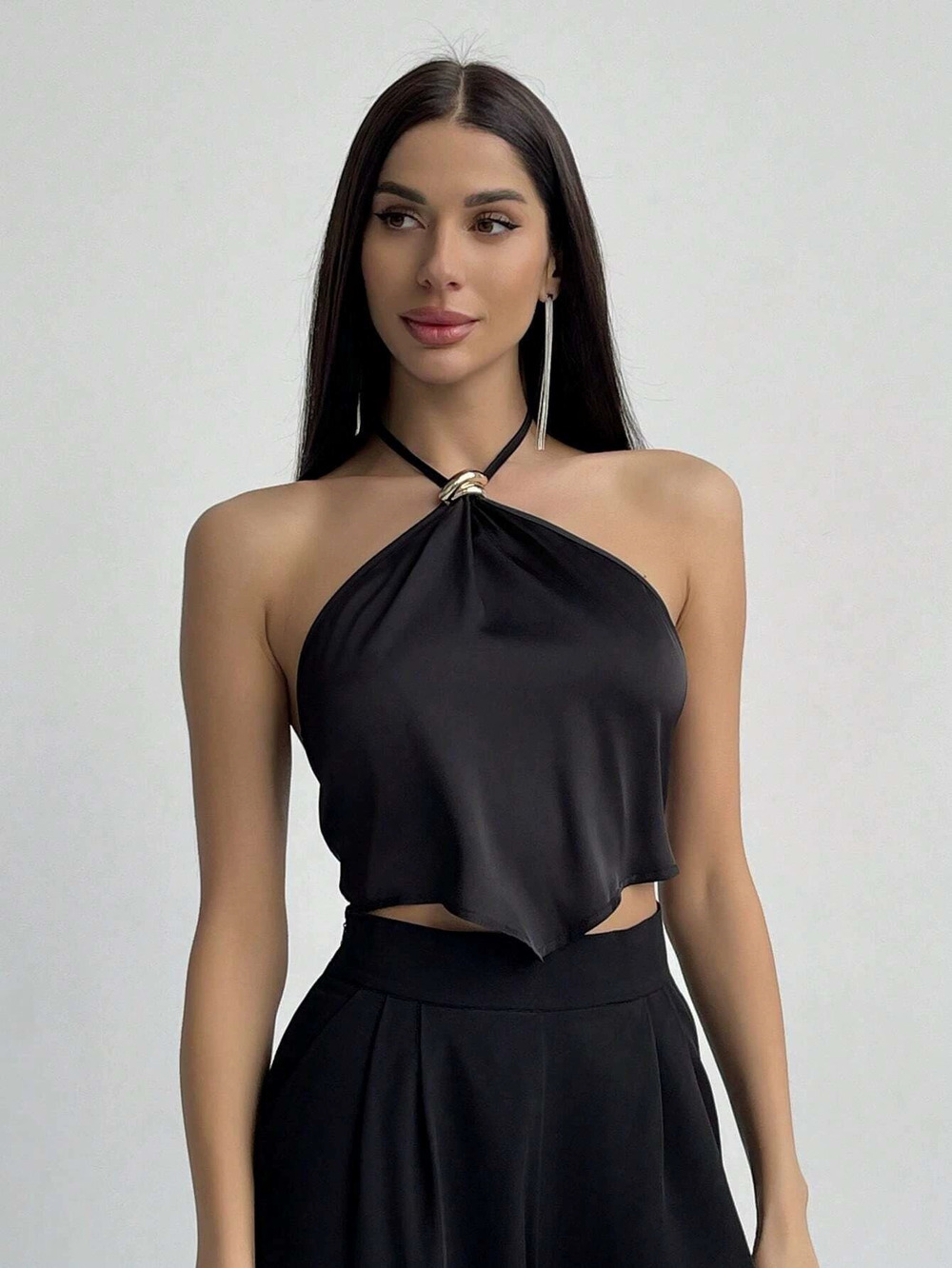 ZARA Autumn Winter Sexy Backless Halter Tie Vest